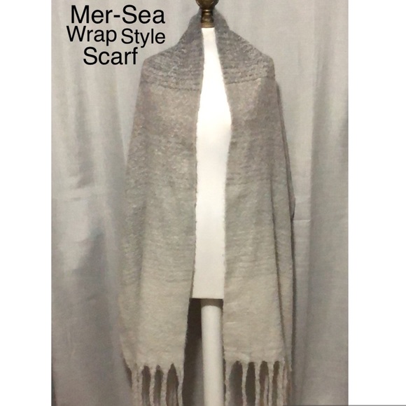 Mer|Sea “Cozy” Wrap Style Scarf-Ombré Gray Scale-82x19-Polyester - Picture 2 of 15